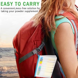 FBEHANA Protein Powder Travel Container Set,32Pcs reusable powder refill containers including 28Pcs single dose bags and 4 large zipper bags, portable refill storage containers with funnel, spoon (4)