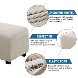 H.VERSAILTEX Ottoman and Sofa Seat Cushion Combined Cover Slipcover Rectangle Sofa Slipcover Fit Length 56'-75' Suitable for L Shaped Seat Cushion Cover or Chaise Part Cover Thick Soft - Island Fossi