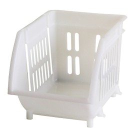 Heiwa Industry Slim Stacking Basket, Natural White, 14.4 x 10.2 x 9.1 inches (36.5 x 26