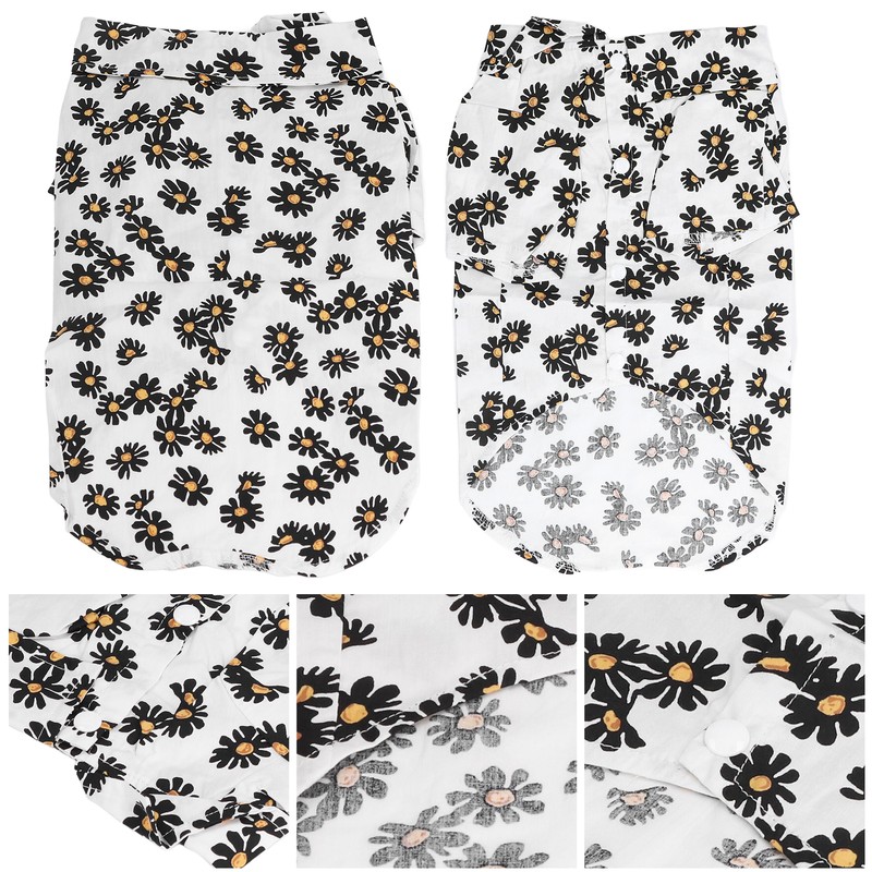Daisy Print Dog Shirt Soft Breathable Flexible Pet T Shirt