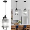 YUXINLUX Modern Pendant Light Fixtures with Clear Glass Matte Black