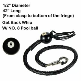 Dream apparel 42" Long 1/2“ Diameter All Black Motorcycle Get Back Whip with NO. 8 Pool Ball