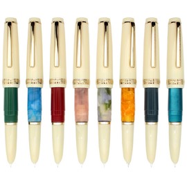 Gullor Mini Fountain Pen Gold Trim, Acrylic Pocket Pen, Blue Green, Hidden Extra Fine Nib (0.38 mm)