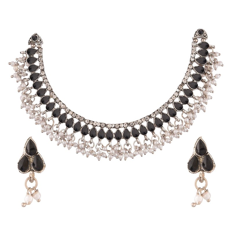 Efulgenz Conjunto de gargantilla, collar y pendientes de gota de