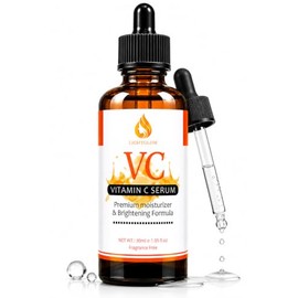 Suero de vitamina C para cara, con ácido hialurónico, ácido ferúlico y vitamina E, fórmula iluminadora antienvejecimiento, sin fragancia, 1 onza líqui