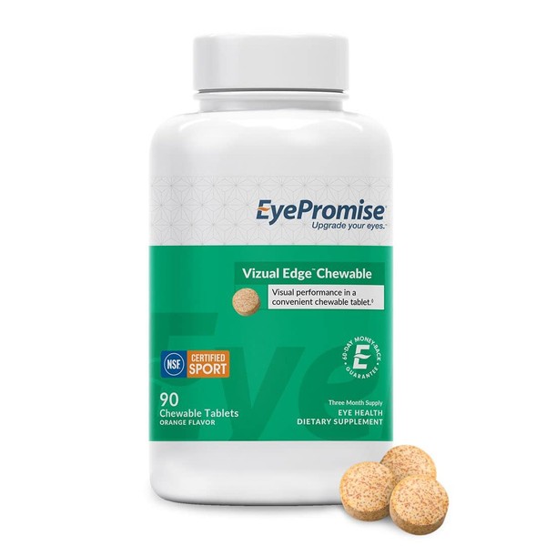 EyePromise Vizual Edge Chew Performance Eye Vitamin - NSF Certified for Sport - 3 Month Supply Citrus Flavored Chewable Tablet