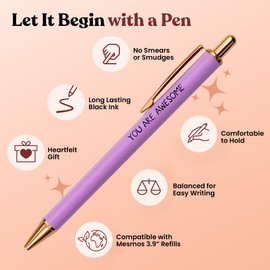 MESMOS 3pk Thank You Gifts for Women, German-Made Ink Fancy Pen Set for Women, Teacher Appreciation Gift, Nice Cute Pens, Boss Lady, Office Coworkers, Metal Ballpoint Pens