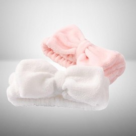 Ribbon Headband for Face Washing and Shower Headband White 4ea