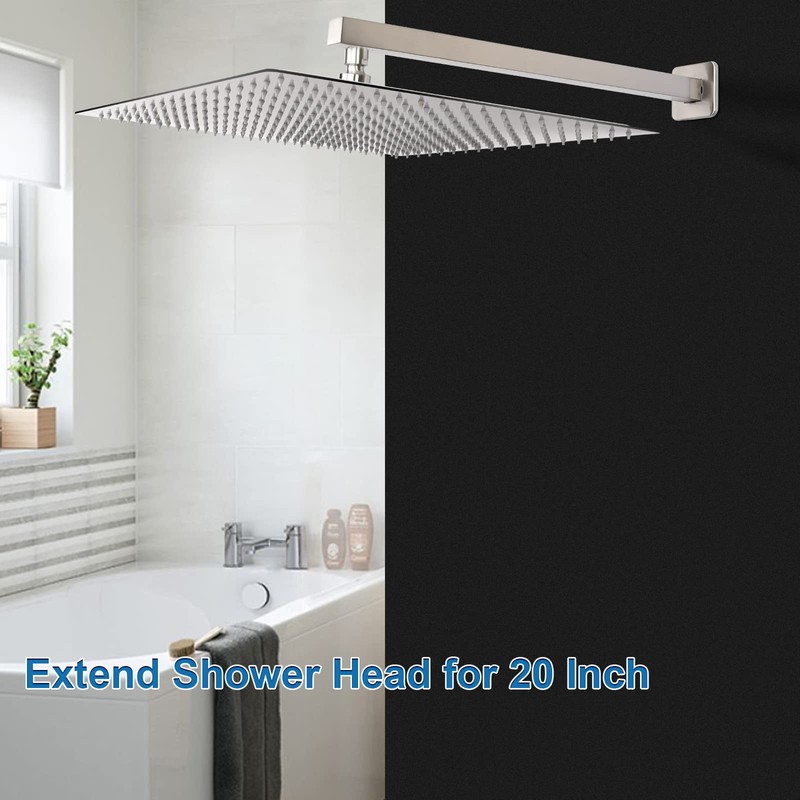 HarJue Shower Arm, Rain Shower Head Extension Extender, With Flange