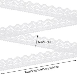 1 CM 10 Yards White Lace Trim, Lace Ribbon Crochet Sewing Lace Ribbons for Crafts, Wide Stretchy Lace Trim Elastic Floral Lace for Bridal Wedding Decoration, DIY Sewing Craft, Christmas Package