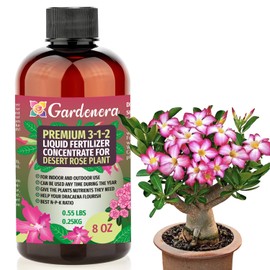 Premium Liquid Desert Rose Plant Fertilizer - 3-1-2 Concentrate for Indoor Plants and Flowers by Gardenera | Organic Plant Food for Desert Roses - 8oz