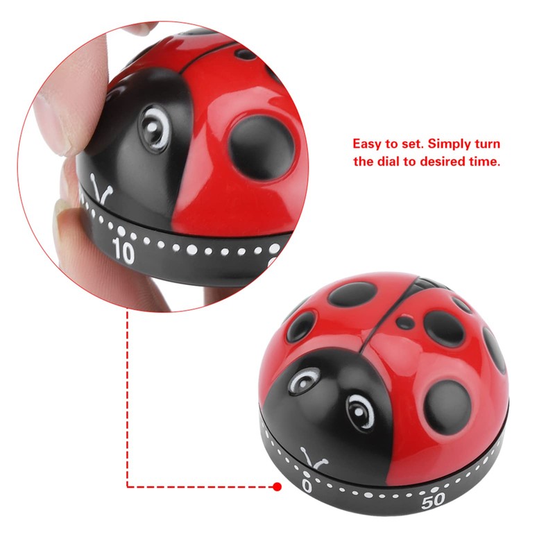 Kitchen Timer, Ladybug Kitchen Timer, 60 Minutes Egg Timer Wind