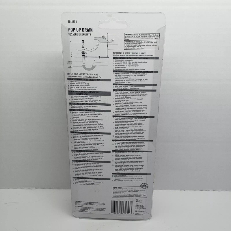 ACE Pop Up Drain Plastic Body Chrome Finish #4011103