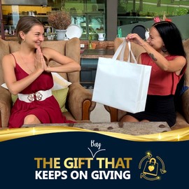 Nush Nush White Gift Bags Large Size - Reusable Set of 60 White Gift Bags With Handles in Bulk - For Small Business Use, Birthday, Party Favor Bags - 13x5x11 Size