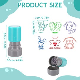 MICHIHOMIE 6 Stück Selbstfärbende Lehrer Stempel, Niedliches Cartoon Tier Stempel, Bewertung Motivation Grundschule Lehrerstempel, Lob Ermutigung Kinder Briefmarken Set