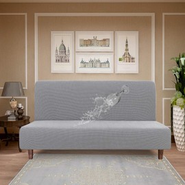 Easy-Going 100% Waterproof Futon Cover, Dual Waterproof Couch Cover for Futon, Stretch Jacquard Sofa Cover, Leakproof Furniture Protector for Kids, Pets, Dog and Cat (Futon, Light Gray)