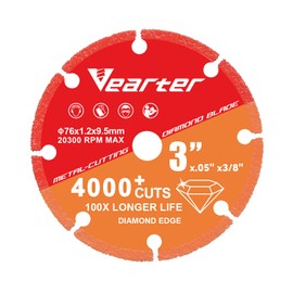 Vearter Diamond Cutting Wheel Disc 3 x 3/8 Inch(76mm x9.5mm), for Metal, Cut Off Wheel with 4000+ Cuts on Rebar, Steel, Iron,INOX