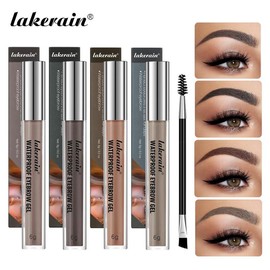 lakerain Waterproof Eyebrow Gel with Brush, 2 Counts Quick-drying Smudge-proof Styling Tinted Silky Creamy Texture Non-sticky Eyebrow Gel for Women - Color: #4 SMOKY GREY, net weight: 6g*2