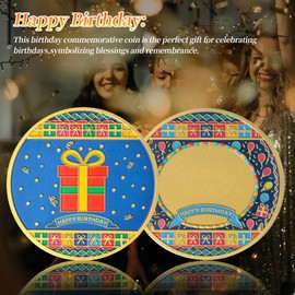 Birthday Commemorative Coin - Birthday Party Invitation Favor - Exclusive "Happy Birthday" Gift - Perfect Birthday Gift for Both Men and Women (Golden-1)