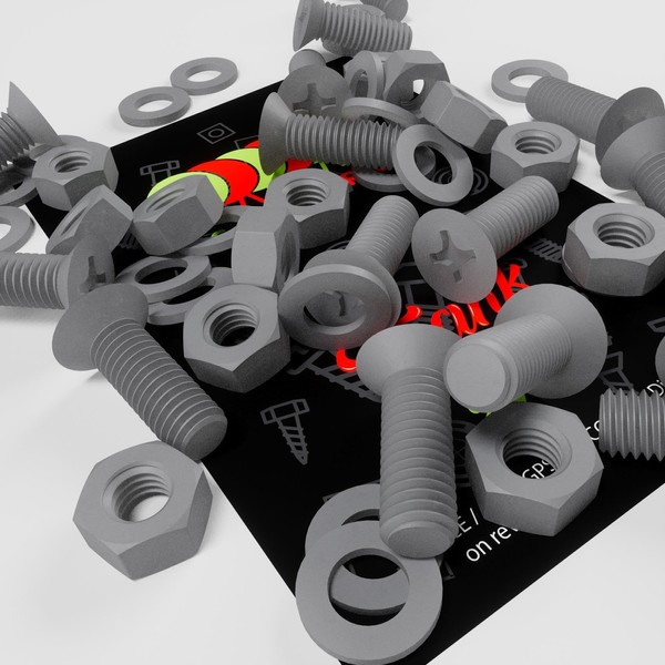20 x Grey Countersunk Screws Polypropylene (PP) Plastic Nuts and