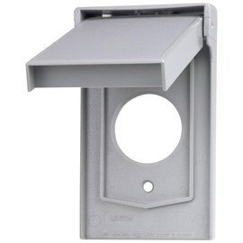 Leviton Cover, 1-Gang for Single Receptacle, 1.406" Hole, Vertical Mount, Metallic Enclosure, 4979-GY Outdoor Outlet Cover, Weatherproof, Gray