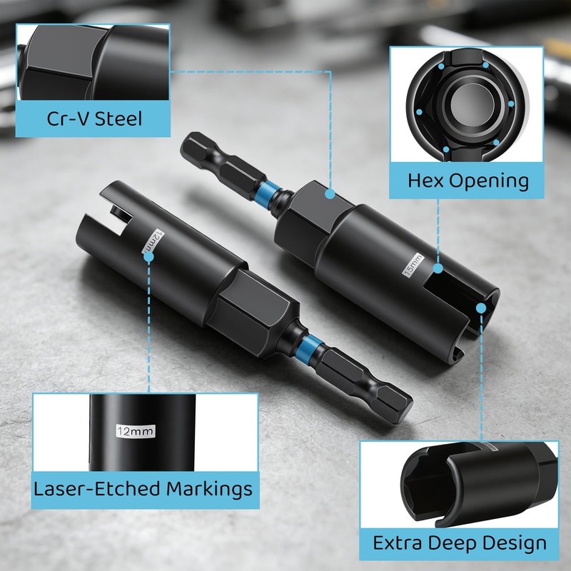 AutoViteX 4PCS Wing Nut Driver Set, 1/4" Hex Shank Power
