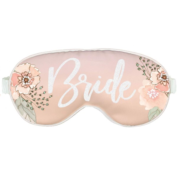 Bride Sleep Mask - White Glitter Glam Bride Floral Blush Eye Mask - Honeymoon Gift Mask(BlshFloral WhtGlmBrd)