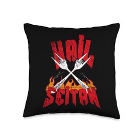 The Funny Vegan Hail Seitan GO Vegan Forks on Fire Throw Pillow, 16x16, Multicolor