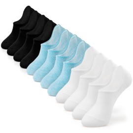 IDEGG No Show Socks Womens and Men Low Cut Ankle Short Anti-slid Athletic Running Novelty Casual Invisible Liner Socks (US, Numeric, 5, 8.5, Regular, Regular, 6, 6 Pairs-2 Black+2 White+2 Sky Blue)