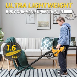 LITEKON Cordless Vacuum Compatible with 𝗗𝗘-𝗪𝗔𝗟𝗧 20V Max Battery (No Battery), Handheld Battery Powered Vacuum Cleaner for Wood Floor, Carpet, Car Cleaning, 125AW (Tool Only)