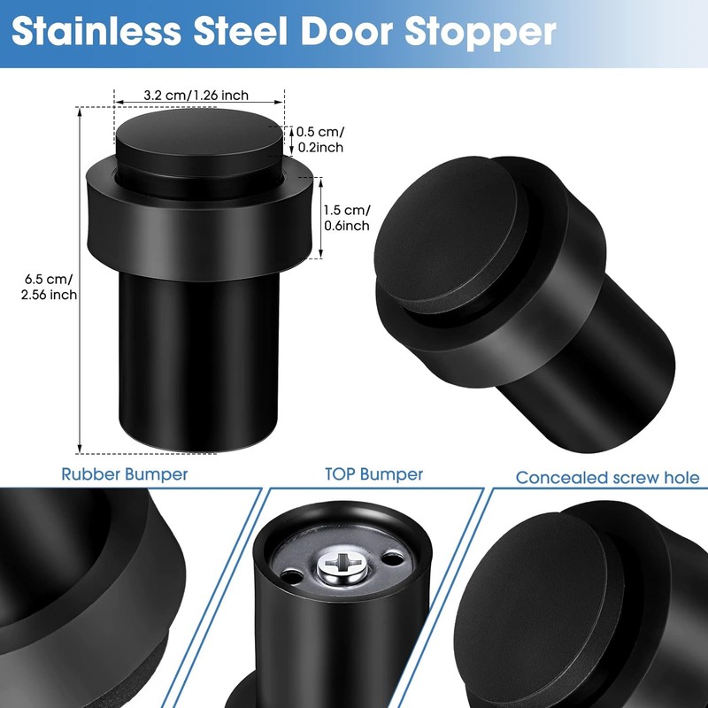 Chumia Stainless Steel Floor Door Stopper Set – Heavy Duty