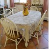 USTIDE Shabby Handmade Crochet Tablecloth Rectangle Romantic Table Cover White