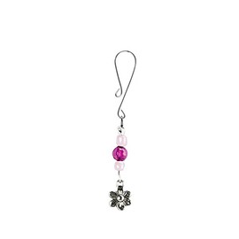Silver Flower Charm on Curl Loop Clamp with Purple Faceted Beads includes organza gift storage bag