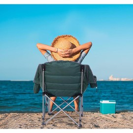 Oversized XL Padded Camping Chair, Camping Chairs, Outdoor Chair, Camp Chair, Lounge Chair, Wide&Thick, Heavy Duty 400lb, Carry Bag, Cupholder & Cooler - Color: Green, Item  Quantity: 2