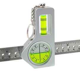 Metal high-precision level, small bar type angle sensor, level bubble rectangular with 30cm ruler with positioning hole (Silver green)