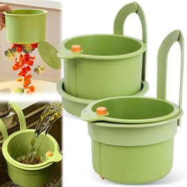 KOVSGQ Strainer for Sink, Drain Strainer, Kitchen Sink Strainer, Sink Strainer, Hanging Removable Snap Button Strainer Basket for Sink, Hanging Washing Organiser in Kitchen, Pack of 2 (Green)