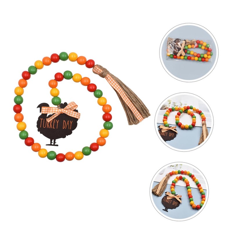COHEALI Thanksgiving Wood Bead Garland Tassels for Home Decor Rustic