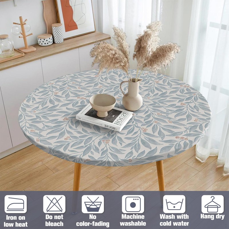 uwdfnwuif Elastic Round Tablecloth Washable Fitted Table Cover for Indoor