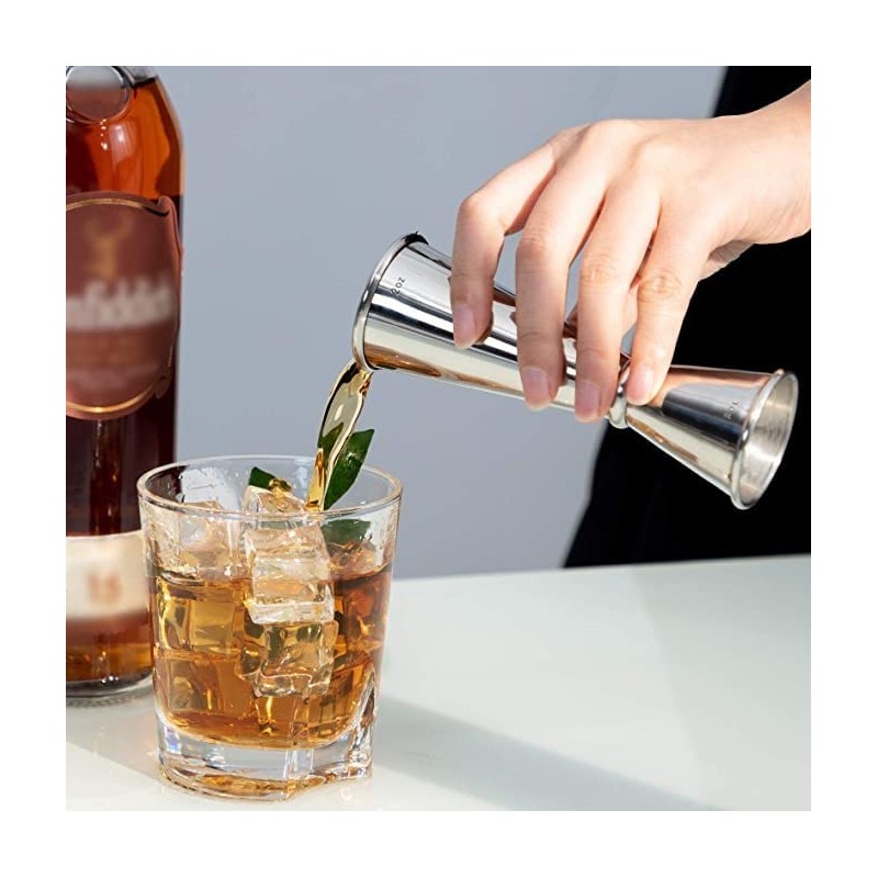 Delgeo Stainless Steel Cocktail Jigger-Spirit Measure, Professional Bartender Beverage Measuring