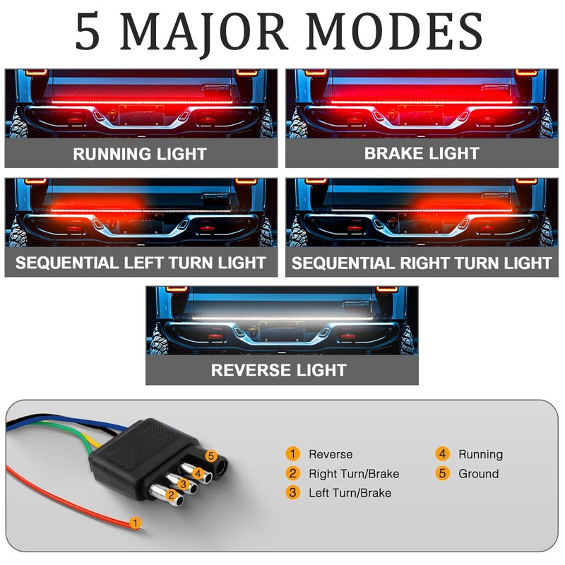 Truck Tailgate Light Bar, LED Single Row Tailgate Light Strip