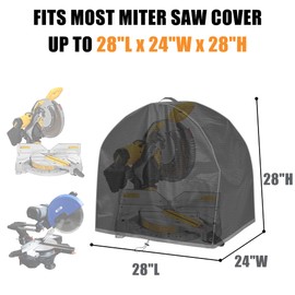 Kinkati Miter Saw Cover, 28in portable table saw cover, Fit for Most Miter Saws and planer, Water proof and Dustproof, 28"L x 24"W x 28"H, Black