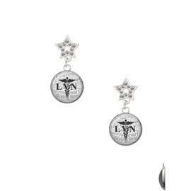 Delight Jewelry Silvertone Domed Black LVN Silver-tone Dream Big Star Post Earrings