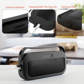 TXEsign Silicone Case Cover for Bose SoundLink Flex 2nd Gen Portable Speaker with Handle Anti-dust Plug Travel Carrying Pouch for Bose SoundLink 2(Black)
