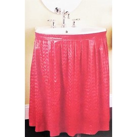 Better Home Premium Vinyl Sink Skirt Bath Vanity Cover Waterproof Luxurious Shell Design (Red)