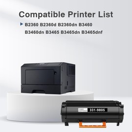 M11XH Black Toner Cartridge B2360 331-9805 Toner Cartridge High Yield Replacement for Dell B2360 B2360d B2360dn B3460 B3460dn B3465 B3465dn B3465dnf Printer Ink, 1-Pack, 8,500 Pages