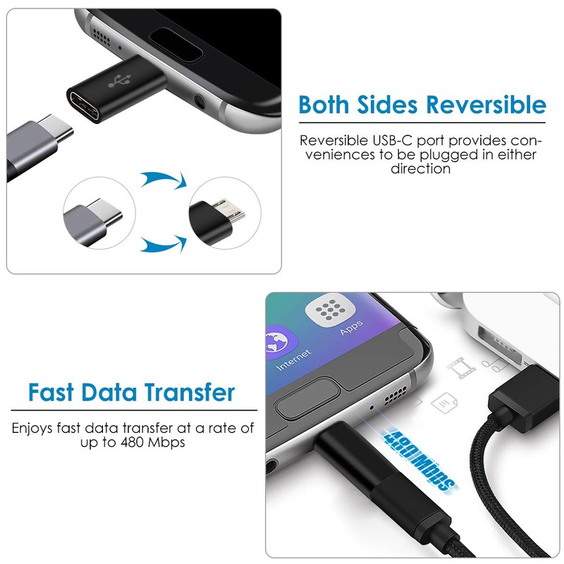 USB C Adapter, BabyElf Type C Female to Micro USB