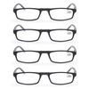 MODFANS Reading Glasses Black +2.5-4 Pairs Fashion Readers Narrow Frame