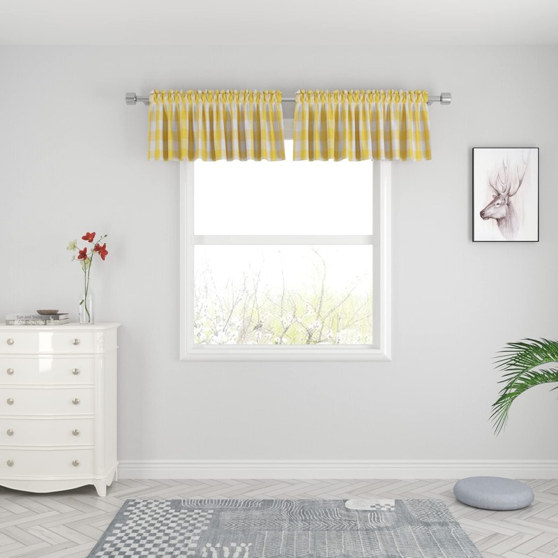 UPOPO 2 cortinas Valences Buffalo Check para cocina, estilo clásico,