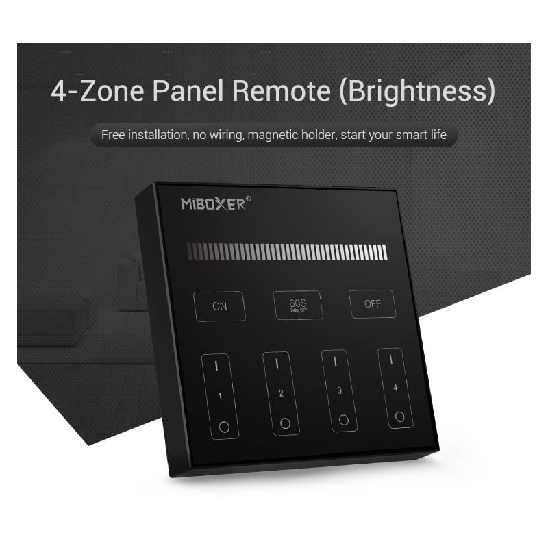 LIGHTEU®, Miboxer 4 Zone Remote Brightness Dimmable 2.4Ghz RF Remote