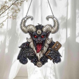 Accoutrements Krampus Ornaments Decor for Window Hanging - Accoutrements Krampus Gifts for Women Men - Home Kitchen Room Christmas Decorations - 2D Flat Acrylic Ornament